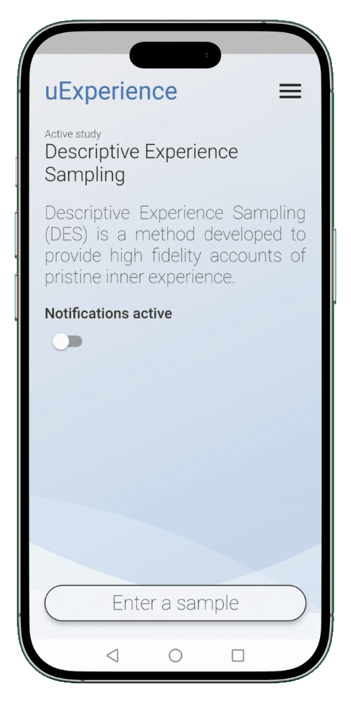 Experience Sampling mobile app screen